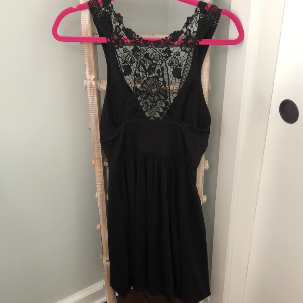 NWOT Lux lace racer back black dress